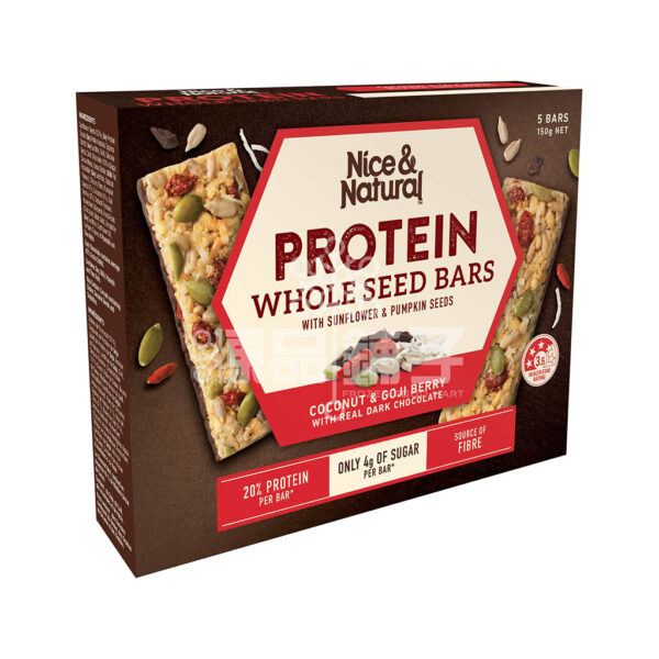 NICE & NATURAL PROTEIN WHOLE SEED BARS COCONUT GOJI (150G) Frozen