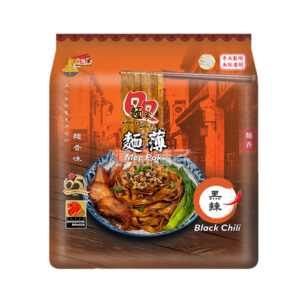 QQ NOODLE HOUSE MEE POK- BLACK CHILI 面薄-黑辣味 (5) (90G)